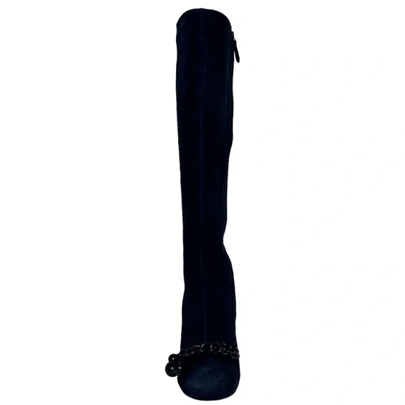 Tory Burch Boots Addison 95 MM Lancaster Suede Royal Navy Blue Size 9 M Medium - Picture 9 of 17